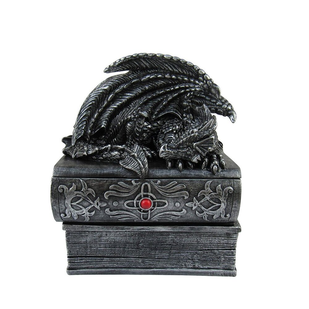Medieval Dragon Trinket Box Gothic Decor Fantasy Home Office Shelf Display